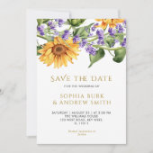 Rustieke Zonnebloemen & Lavander Save the Date Kaart (Voorkant)