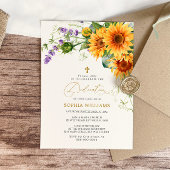 Rustieke Zonnebloemen & Lavander Toewijding Uitnod Kaart