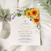 Rustieke Zonnebloemen & Lavander Toewijding Uitnod Kaart