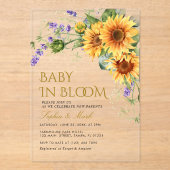Rustieke Zonnebloemen & Lavendel Baby in bloei Acryl Uitnodigingen (Voorkant)
