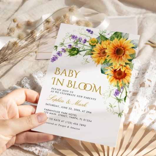 Rustieke zonnebloemen & lavendel Baby in bloei uit Kaart