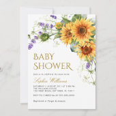Rustieke Zonnebloemen & Lavendel Baby shower Kaart (Voorkant)