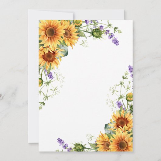 Rustieke Zonnebloemen & Lavendel Baby shower Kaart (Achterkant)