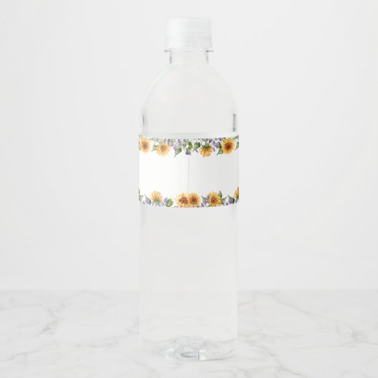 Rustieke zonnebloemen & lavendel bruids water labe waterfles etiket (Achterkant)