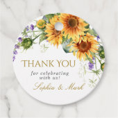 Rustieke zonnebloemen & lavendel bruiloft gunst La Bedankjes Labels (Voorkant)