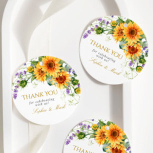 Rustieke zonnebloemen & lavendel bruiloft gunst La Bedankjes Labels