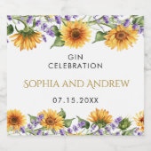 Rustieke Zonnebloemen & Lavendel Bruiloft Liquor L Likeurfles Etiket (Enkel label)