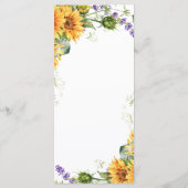 Rustieke Zonnebloemen & Lavendel Bruiloft Menu (Achterkant)