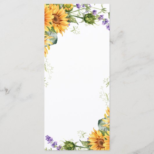 Rustieke Zonnebloemen & Lavendel Bruiloft Menu (Achterkant)