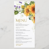 Rustieke Zonnebloemen & Lavendel Bruiloft Menu (Voorkant)