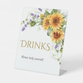 Rustieke zonnebloemen & lavendel Drinken teken Reclamebord Met Voetstuk (Voorkant)