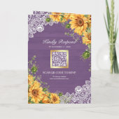 Rustieke zonnebloemen lavendel hout QR-code bruilo (Achterkant)