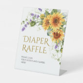 Rustieke Zonnebloemen & Lavendel Luier Raffle Teke Reclamebord Met Voetstuk (Voorkant)