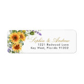Rustieke zonnebloemen & lavendel retour adres labe etiket (Voorkant)