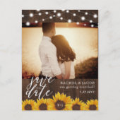 Rustieke Zonnebloemen & Lichten Bruiloft Save the  Briefkaart (Voorkant)