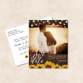 Rustieke Zonnebloemen & Lichten Bruiloft Save the  Briefkaart