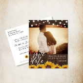 Rustieke Zonnebloemen & Lichten Bruiloft Save the  Briefkaart