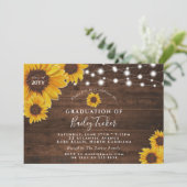 Rustieke Zonnebloemen & Lichten Graduation Party Kaart (Staand voorkant)