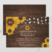 Rustieke Zonnebloemen & Lichten Graduation Party Kaart (Voorkant / Achterkant)