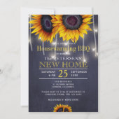 Rustieke zonnebloemen lichten housewarming bbq kaart (Voorkant)