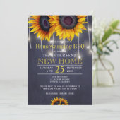 Rustieke zonnebloemen lichten housewarming bbq kaart (Staand voorkant)