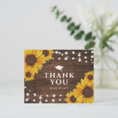 Rustieke Zonnebloemen Lights Afstuderen Dank u Aankondiging (Staand voorkant)