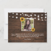 Rustieke Zonnebloemen Lights Afstuderen Dank u Aankondiging (Achterkant)