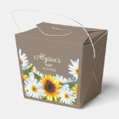 Rustieke zonnebloemen margriet geel bruin Baby sho Bedankdoosjes (Achterkant)