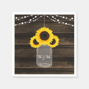 Rustieke Zonnebloemen Mason Jar Barn Wood Wedding Servet