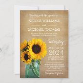 Rustieke Zonnebloemen Mason Jar Country Wedding Kaart (Voorkant)