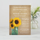 Rustieke Zonnebloemen Mason Jar Country Wedding Kaart (Staand voorkant)