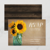 Rustieke Zonnebloemen Mason Jar Country Wedding RS RSVP Kaartje (Voorkant / Achterkant)