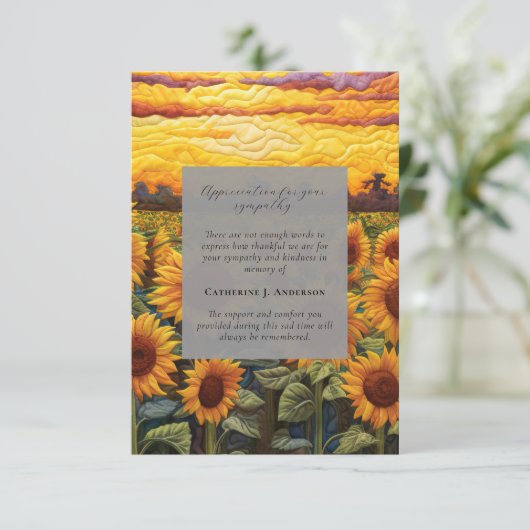 Rustieke Zonnebloemen Memorial Foto Sympathy Funer Bedankkaart (Staand voorkant)