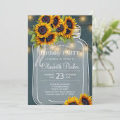 Rustieke zonnebloemen metselaar jar verjaardagsfee kaart (Staand voorkant)
