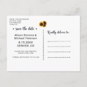 Rustieke zonnebloemen moderne foto bruiloft save d aankondigingskaart (Achterkant)