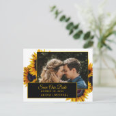 Rustieke zonnebloemen moderne foto bruiloft save d aankondigingskaart (Staand voorkant)