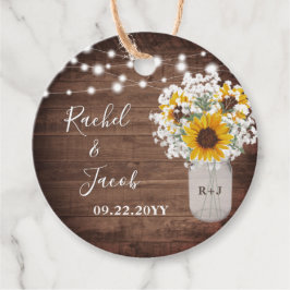 Rustieke Zonnebloemen Monogram Bokverlichting Brui Bedankjes Labels