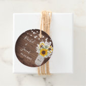 Rustieke Zonnebloemen Monogram Bokverlichting Brui Bedankjes Labels (In situ)