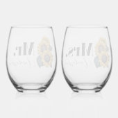 Rustieke Zonnebloemen Mr. en Mrs. Wijnglas Zonder Voet (Achterkant)