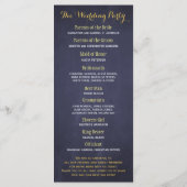 Rustieke zonnebloemen navy blauw bruiloft programm programmakaart (Achterkant)