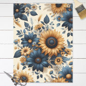 Rustieke zonnebloemen Navy Blue Daisies Decoupage Tissuepapier