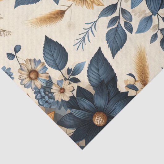 Rustieke zonnebloemen Navy Blue Daisies Decoupage Tissuepapier (Detail)