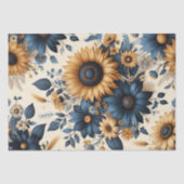 Rustieke zonnebloemen Navy Blue Daisies Decoupage Tissuepapier (Voorkant)