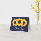 Rustieke Zonnebloemen Navy Blue Dank u kaart (Gele Bloem)