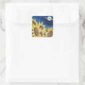 Rustieke Zonnebloemen Oogst Hand Getrokken Folk Ar Vierkante Sticker (Tas)