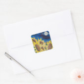 Rustieke Zonnebloemen Oogst Hand Getrokken Folk Ar Vierkante Sticker (Envelop)