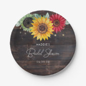 Rustieke zonnebloemen op boerenschuur bruidsshower papieren bordje (Voorkant)
