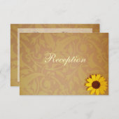 Rustieke Zonnebloemen op Damask Wedding Invitation Informatiekaartje (Voorkant / Achterkant)