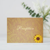 Rustieke Zonnebloemen op Damask Wedding Invitation Informatiekaartje (Staand voorkant)