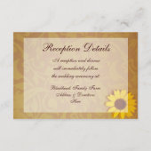 Rustieke Zonnebloemen op Damask Wedding Invitation Informatiekaartje (Achterkant)